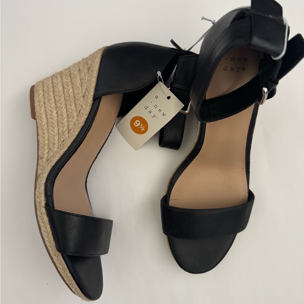Black Wedge Sandals